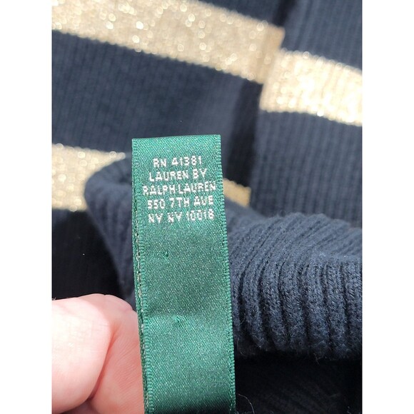 LSG Women's 1X Ralph Lauren Black & Gold Ribbed Turtleneck Sweater Pullover EUC - Picture 9 of 10